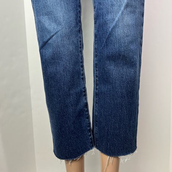 Levi's Wedgie Straight Leg Stretch Medium Wash Raw Hems Jeans - Picture 6 of 13